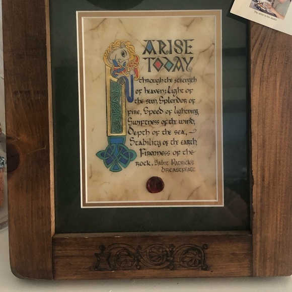 Celtic card co. -  artist Kevin Dillon hand lettered verse in wood frame… - Picture 2 of 7